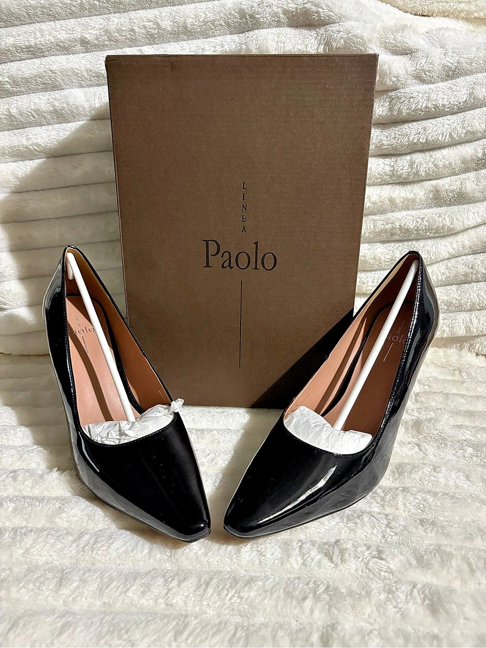 Linea Paolo Polina-L Patent Heels in Black Leather NWT